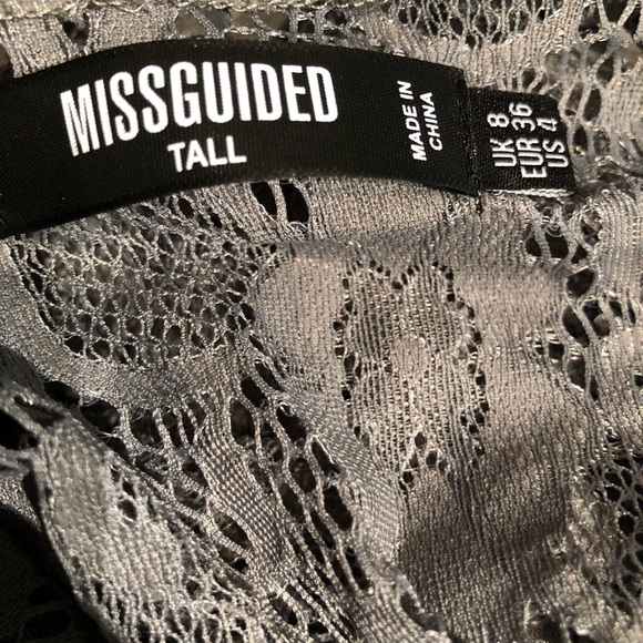 Tall Grey Strappy Lace Bodysuit - Picture 5 of 5